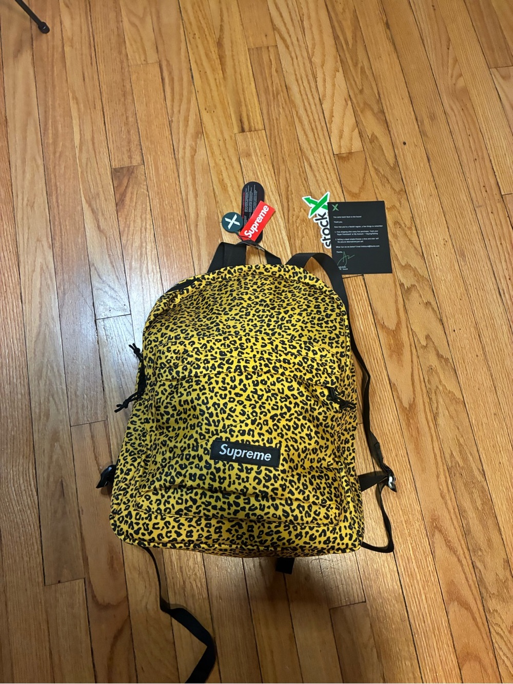 Supreme Yellow Leopard Print Backpack